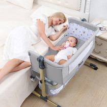 Teknum Sunshine Bedside Crib - Light Grey For 0-2Years, Unisex (TK_BSCG_LGY)