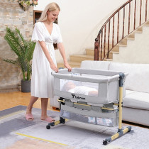 Teknum Sunshine Bedside Crib - Light Grey For 0-2Years, Unisex (TK_BSCG_LGY)