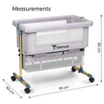 Teknum Sunshine Bedside Crib - Light Grey For 0-2Years, Unisex (TK_BSCG_LGY)