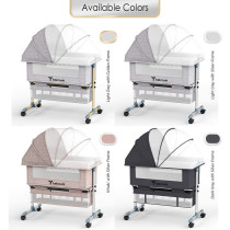 Teknum Sunshine Bedside Crib - Light Grey For 0-2Years, Unisex (TK_BSCG_LGY)
