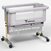 Teknum Sunshine Bedside Crib - Light Grey For 0-2Years, Unisex (TK_BSCG_LGY)