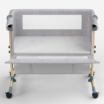 Teknum Sunshine Bedside Crib - Light Grey For 0-2Years, Unisex (TK_BSCG_LGY)