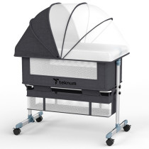 Teknum Moonlight Bedside Crib-Dark Grey For 0-2Years, Unisex (TK_BSC_DGY)