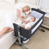 Teknum Moonlight Bedside Crib-Dark Grey For 0-2Years, Unisex (TK_BSC_DGY)