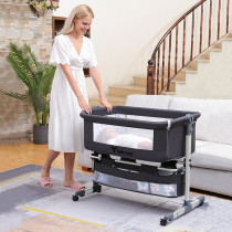 Teknum Moonlight Bedside Crib-Dark Grey For 0-2Years, Unisex (TK_BSC_DGY)