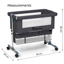 Teknum Moonlight Bedside Crib-Dark Grey For 0-2Years, Unisex (TK_BSC_DGY)