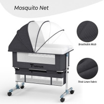 Teknum Moonlight Bedside Crib-Dark Grey For 0-2Years, Unisex (TK_BSC_DGY)