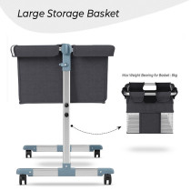 Teknum Moonlight Bedside Crib-Dark Grey For 0-2Years, Unisex (TK_BSC_DGY)