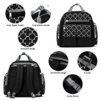 Little Story convertible Diaper Bag w/ Zipper Pouch, Stroller Hooks & Changing mat -Black For All Ages, Unisex (LS_DPCV_BK)