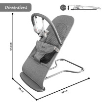Teknum 3-Stage Baby Bouncer/ Recliner Seat - Grey For 0-6Months, Unisex (TK_3SBO_GY)