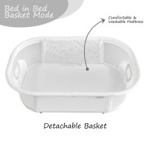 Teknum 3-IN-1 Baby Rocker Bassinet/ Infant Crib w/ Mosquito net - White For 0-6Months, Unisex (TK_3IN1RKBS_WH)