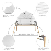 Teknum 3-IN-1 Baby Rocker Bassinet/ Infant Crib w/ Mosquito net - White For 0-6Months, Unisex (TK_3IN1RKBS_WH)