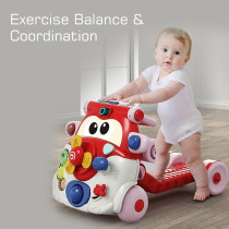 Teknum 3-IN-1 Baby Walker/ Kids Cycle/ Scooter Skates w/ Musical keyboard - Red For 4Months+, Unisex (TK_3in1WA_RD)