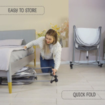 Teknum 3-IN-1 Baby Cot/Cradle w/ Mosquito net & Wheels - Dark Grey For 0-12months, Unisex (TK_BA3in1_DGY)