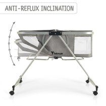 Teknum 3-IN-1 Baby Cot/Cradle w/ Mosquito net & Wheels - Dark Grey For 0-12months, Unisex (TK_BA3in1_DGY)