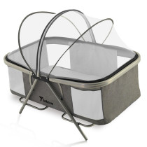 Teknum 3-IN-1 Baby Cot/Cradle w/ Mosquito net & Wheels - Dark Grey For 0-12months, Unisex (TK_BA3in1_DGY)