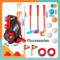 Little Story Kids Golf Kit w/ Mobility Cart, 3 Golf Clubs, 6 Golf Balls, 2 Base, 2 Flag & 2 Practice Holes For 3Years+, Unisex (LS_GFST_MU)