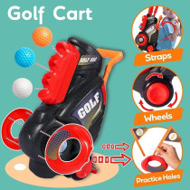 Little Story Kids Golf Kit w/ Mobility Cart, 3 Golf Clubs, 6 Golf Balls, 2 Base, 2 Flag & 2 Practice Holes For 3Years+, Unisex (LS_GFST_MU)