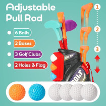 Little Story Kids Golf Kit w/ Mobility Cart, 3 Golf Clubs, 6 Golf Balls, 2 Base, 2 Flag & 2 Practice Holes For 3Years+, Unisex (LS_GFST_MU)