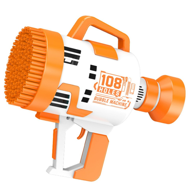 Little Story - 108 Holes Bubble Machine Gun Battery Operated with Light/Bubble Maker for Kids Indoor & Outdoor- Orange