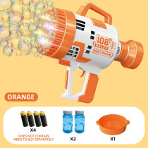Little Story - 108 Holes Bubble Machine Gun Battery Operated with Light/Bubble Maker for Kids Indoor & Outdoor- Orange