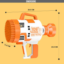 Little Story - 108 Holes Bubble Machine Gun Battery Operated with Light/Bubble Maker for Kids Indoor & Outdoor- Orange