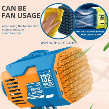 Little Story - 132 Holes Bubble Machine Gun with Light/Bubble Maker for Kids Indoor & Outdoor- Orange