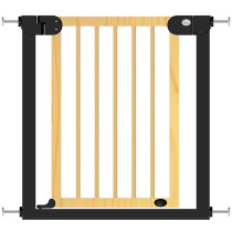 Baby Safe Wooden Safety Gate w/t 7cm Black Extension, Natural Wood