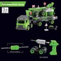 Little Story - Kids Toy Sanitation Truck with 2 Mini Truck - Green