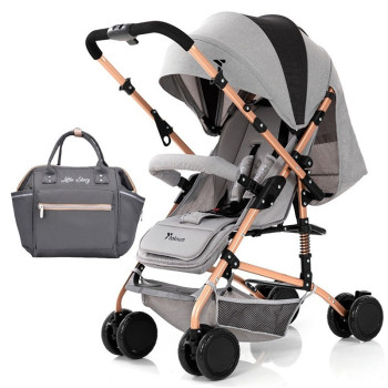Teknum Reversible Trip Stroller w/ Ace Diaper Bag - Grey For 6-36Months, Unisex (CM_TKLS_RTSADP_GY)