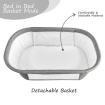 Teknum 3-IN-1 Baby Rocker Bassinet/ Infant Crib w/ Mosquito net - Grey For 0-6Months, Unisex (TK_3IN1RKBS_GY)