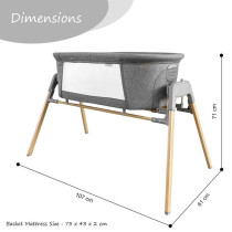 Teknum 3-IN-1 Baby Rocker Bassinet/ Infant Crib w/ Mosquito net - Grey For 0-6Months, Unisex (TK_3IN1RKBS_GY)