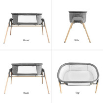 Teknum 3-IN-1 Baby Rocker Bassinet/ Infant Crib w/ Mosquito net - Grey For 0-6Months, Unisex (TK_3IN1RKBS_GY)