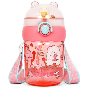 Eazy Kids Water Bottle 580ml with straw - Rose Red
