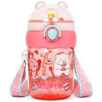 Eazy Kids Water Bottle 580ml with straw - Rose Red