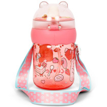 Eazy Kids Water Bottle 580ml with straw - Rose Red