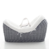 Teknum Infant Wicker Pod Moses Basket with White Waffle Beddings - Wooden Grey For 0-6Months, Unisex (TK_WIPDBE_GY)