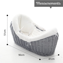 Teknum Infant Wicker Pod Moses Basket with White Waffle Beddings - Wooden Grey For 0-6Months, Unisex (TK_WIPDBE_GY)