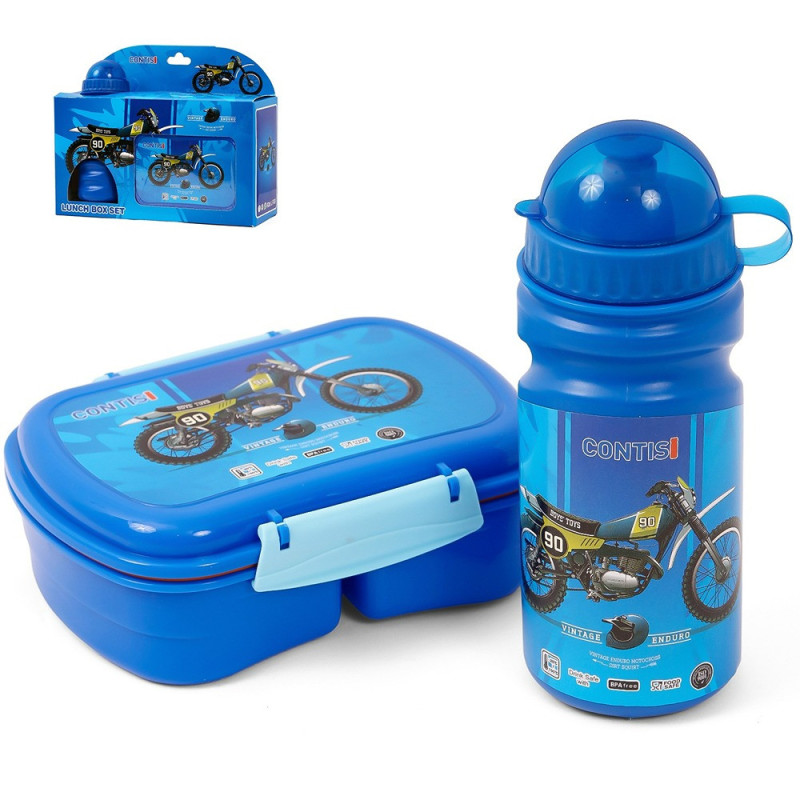 Eazy Kids Lunch Box with Bottle - Blue