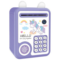 Little Story - Cute Piggy Bank with Fingerprint Lock & Music - Unicorn Purple