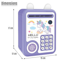 Little Story - Cute Piggy Bank with Fingerprint Lock & Music - Unicorn Purple