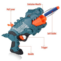 Little story Kids Manual Dinosaur Bullet Gun with 20 Soft Bullets - Green