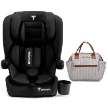 Teknum Pack and Go Foldable Car Seat w/ Ace Ivory Diaper Bag, Black, CM_TKLS_CS03ADP_BKIV