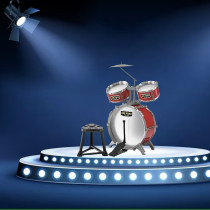 Little Story - Kids Drum Set Musical Instrument with Stool - Red