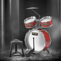 Little Story - Kids Drum Set Musical Instrument with Stool - Red