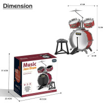 Little Story - Kids Drum Set Musical Instrument with Stool - Red
