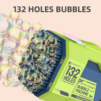 Little Story - 132 Holes Bubble Machine Gun with Light/Bubble Maker for Kids Indoor & Outdoor- Green