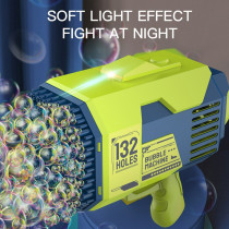 Little Story - 132 Holes Bubble Machine Gun with Light/Bubble Maker for Kids Indoor & Outdoor- Green