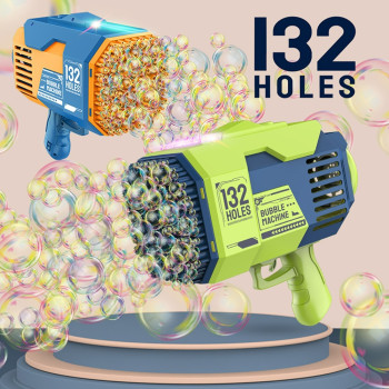 Little Story - 132 Holes Bubble Machine Gun with Light/Bubble Maker for Kids Indoor & Outdoor- Green