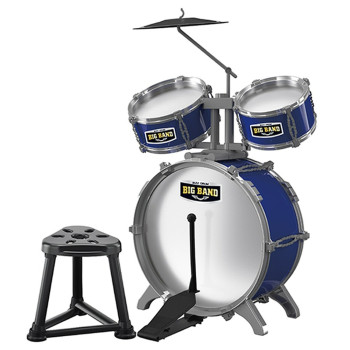 Little Story - Kids Drum Set Musical Instrument with Stool - Blue